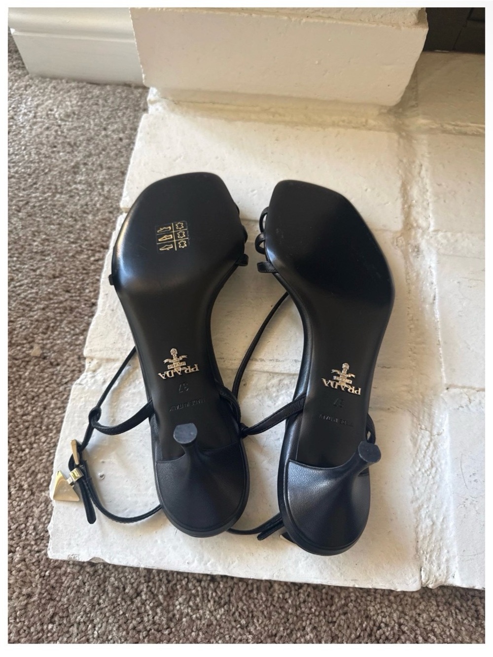 Brand new!! Prada Black Leather Strappy Kitten Heel Sandals 37 - Picture 4 of 4